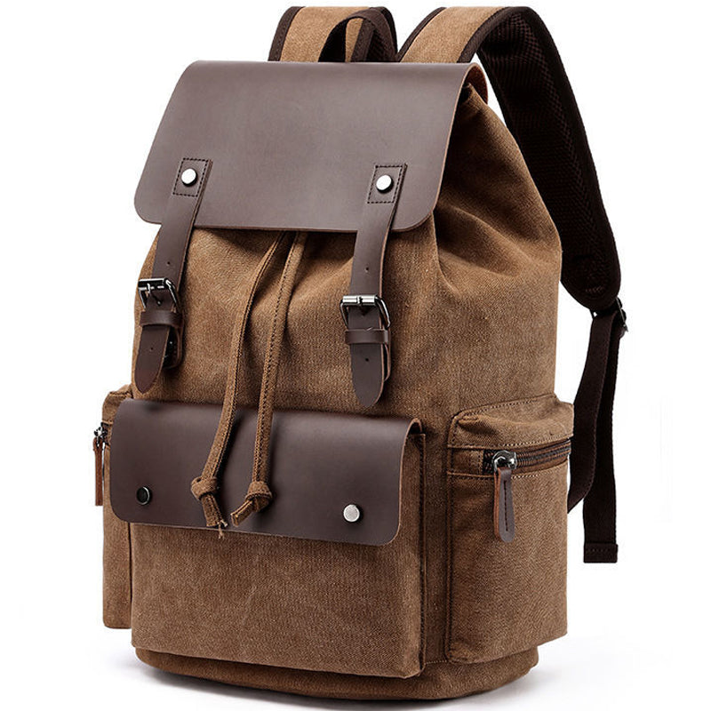 Vintage Canvas Backpack Drawstring Rucksack 20-35L