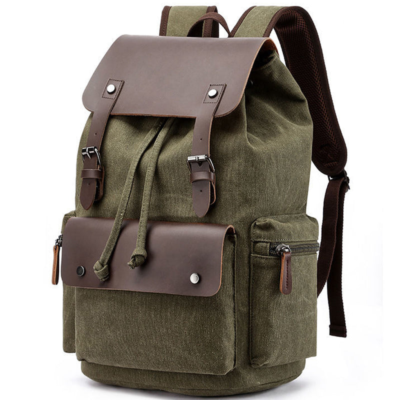 Vintage Canvas Backpack Drawstring Rucksack 20-35L