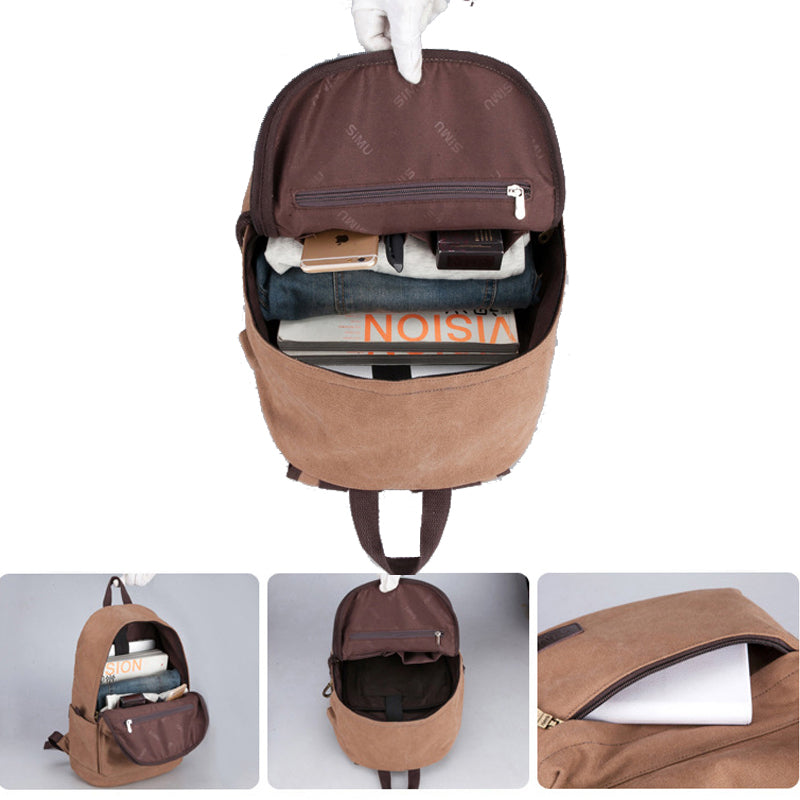 Canvas Backpack Daypack Student Laptop Backpack