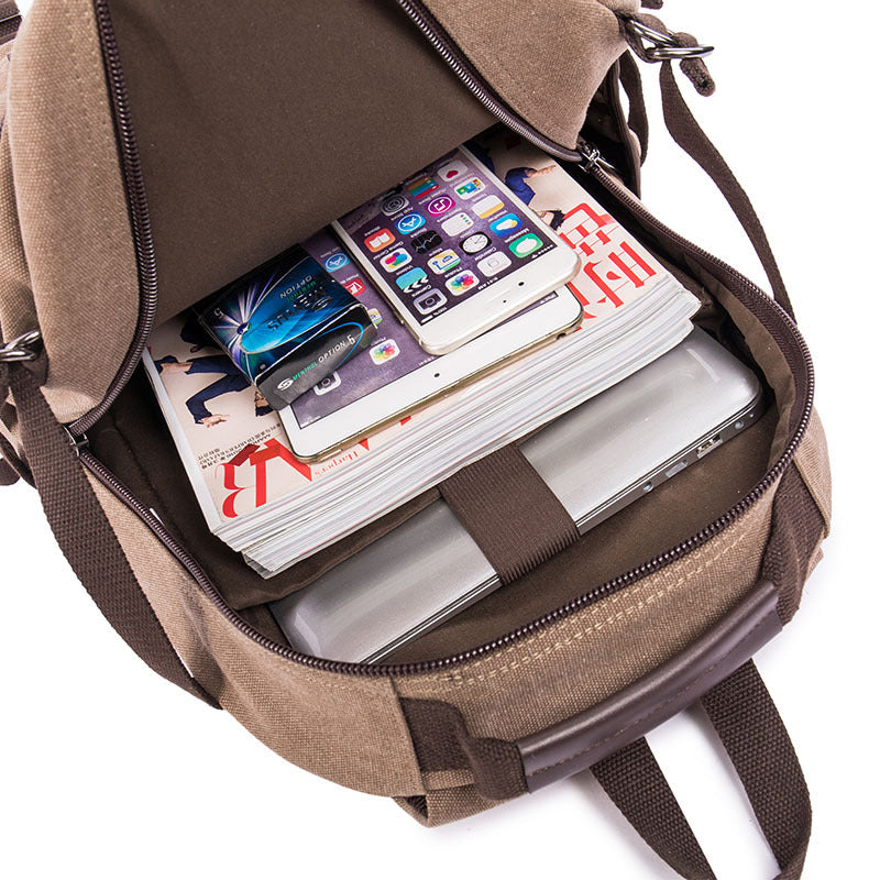 Unisex Canvas Backpack Laptop School Bag for Teenager