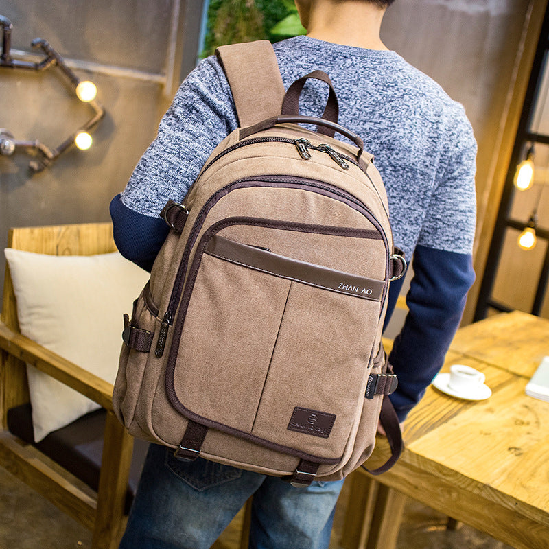 Unisex Canvas Backpack Laptop School Bag for Teenager