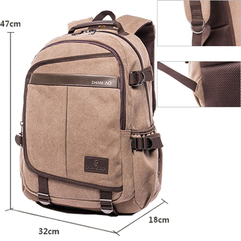 Unisex Canvas Backpack Laptop School Bag for Teenager