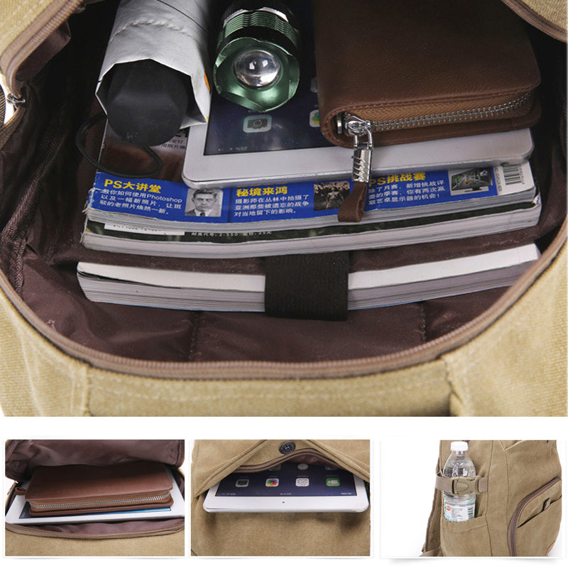 Canvas Backpack School Rucksack Laptop Notebook