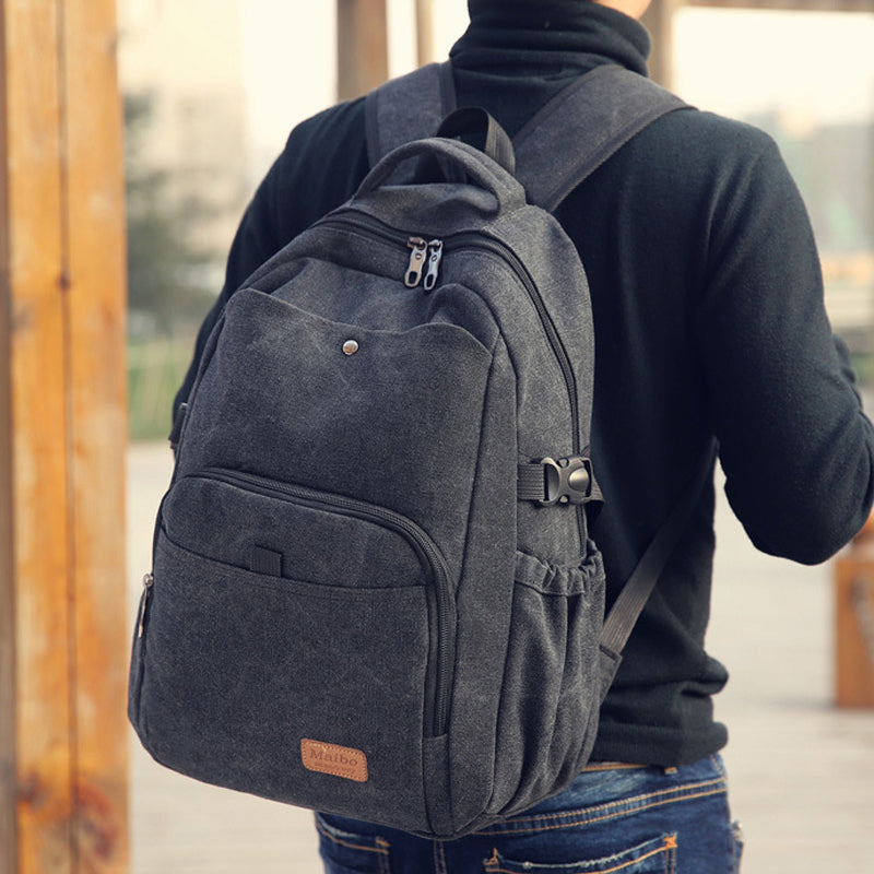 Canvas Backpack School Rucksack Laptop Notebook