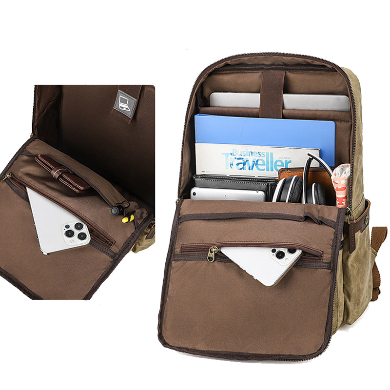 Waxed Canvas Backpack Student Casual Bag