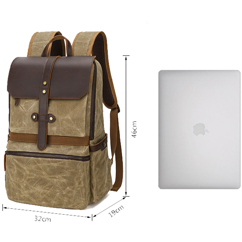 Waxed Canvas Backpack Student Casual Bag