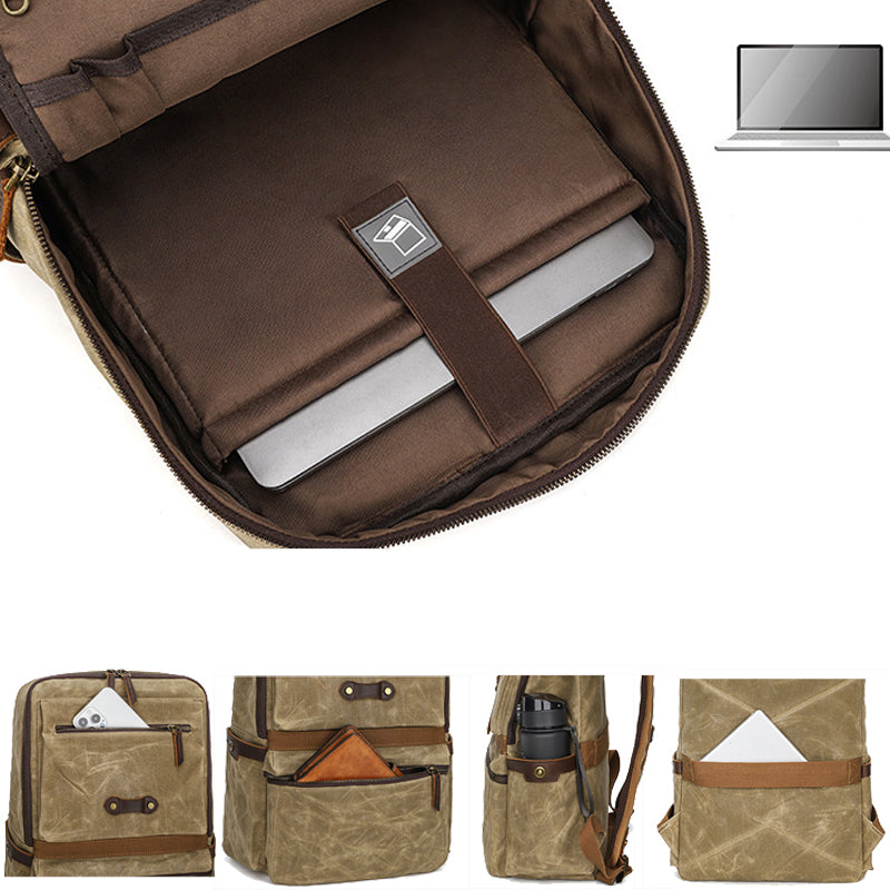 Waxed Canvas Backpack Student Casual Bag