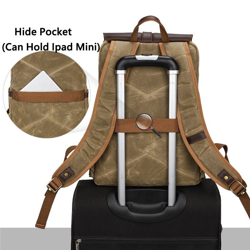 Waxed Canvas Backpack Student Casual Bag