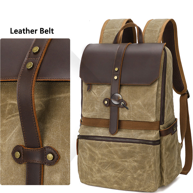 Waxed Canvas Backpack Student Casual Bag