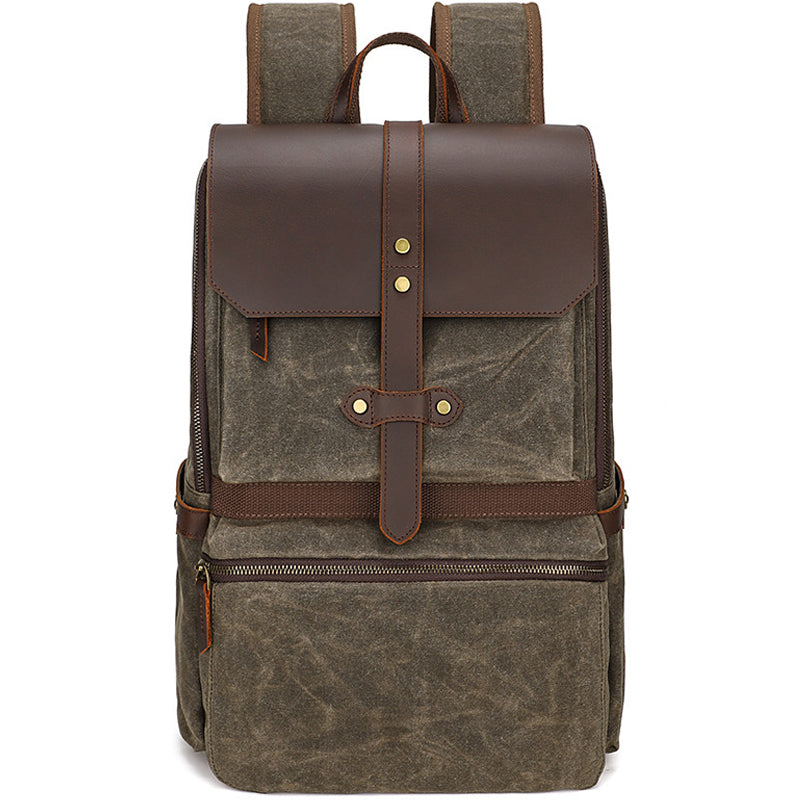 Waxed Canvas Backpack Student Casual Bag