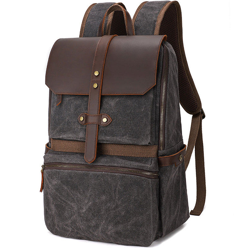 Waxed Canvas Backpack Student Casual Bag