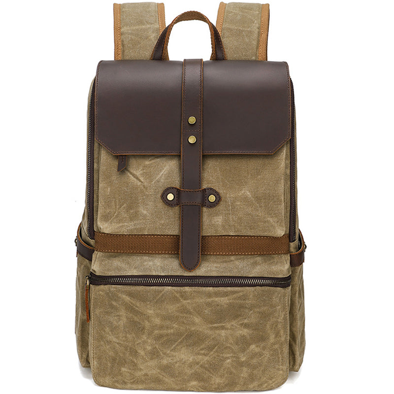 Waxed Canvas Backpack Student Casual Bag