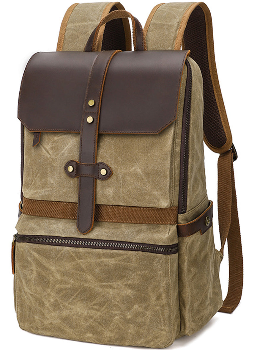 Waxed Canvas Backpack Student Casual Bag