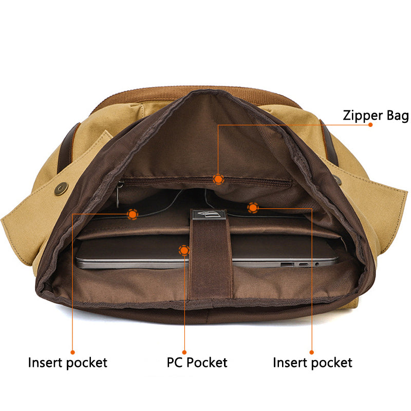 Durable Canvas Backpack Retro Travel Bookbag