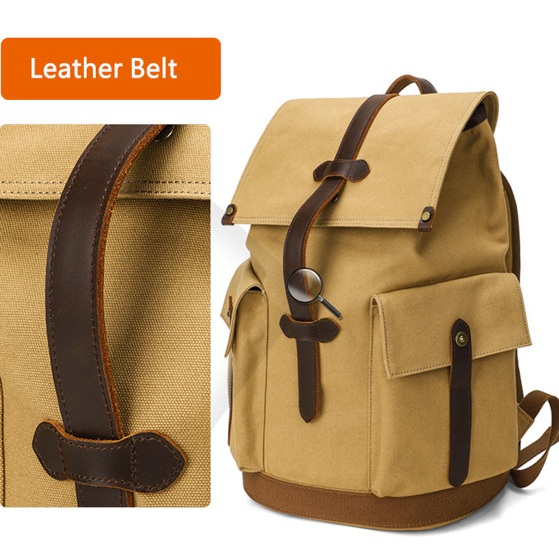 Durable Canvas Backpack Retro Travel Bookbag