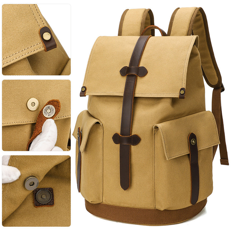 Durable Canvas Backpack Retro Travel Bookbag