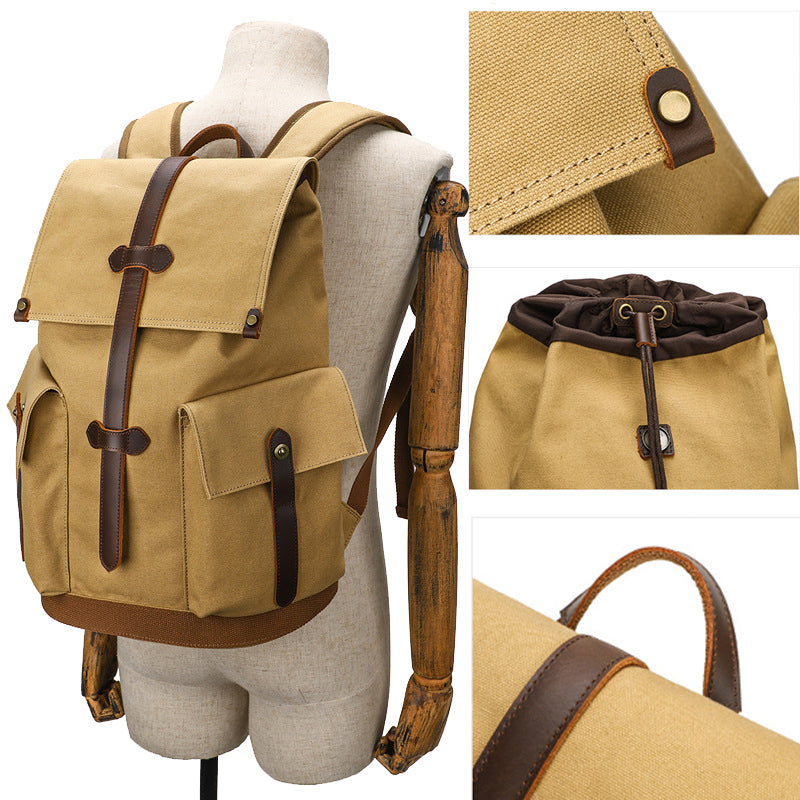 Durable Canvas Backpack Retro Travel Bookbag