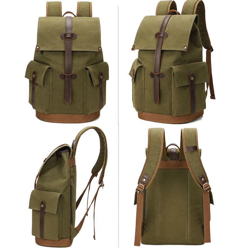 Durable Canvas Backpack Retro Travel Bookbag
