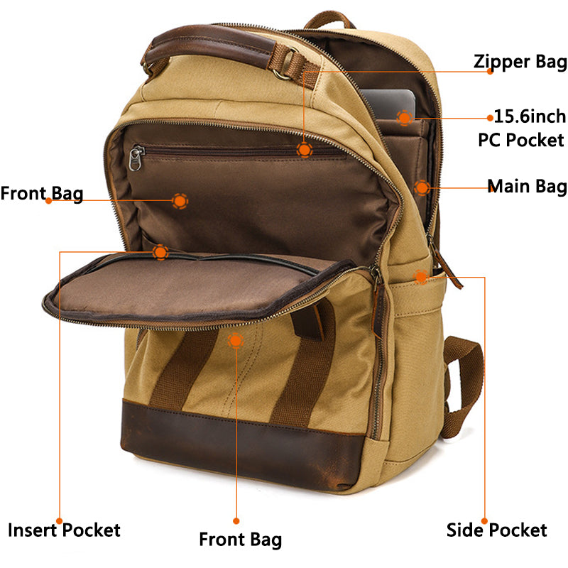 15 inch laptop backpack canvas Canvas 15.inch Backpacks Large Capacity Men's Backpack