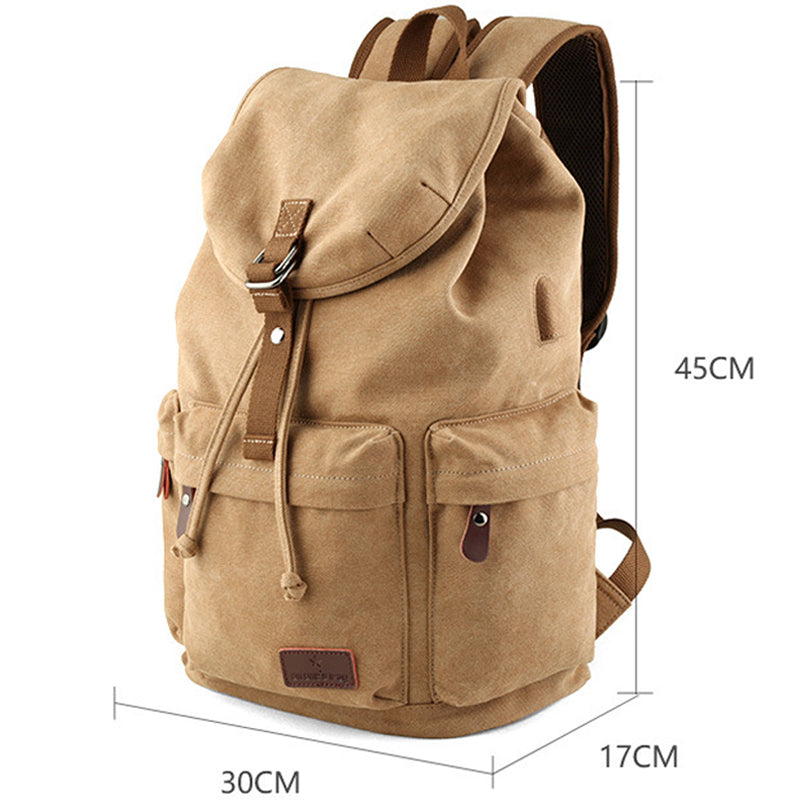 Cotton Canvas Backpack with USB Charging Port Cotton Canvas Backpack with USB Charging Port