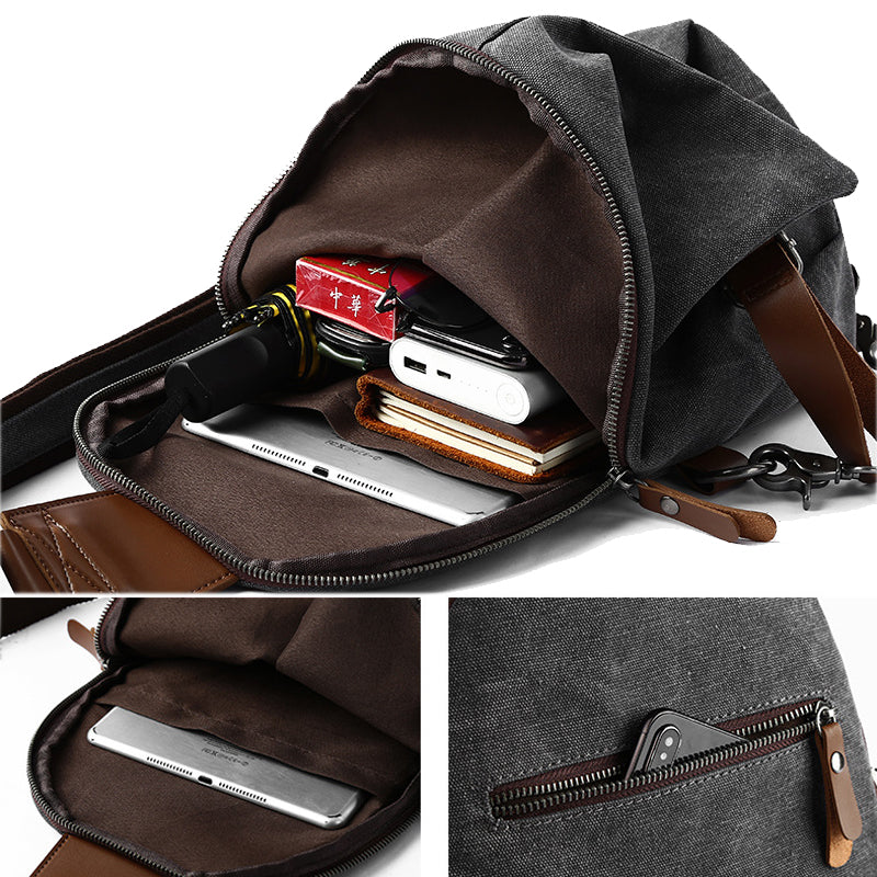 Canvas Rucksack Bag Gym Sling Crossbody Bag