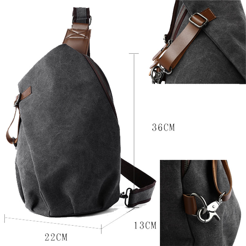 Canvas Rucksack Bag Gym Sling Crossbody Bag