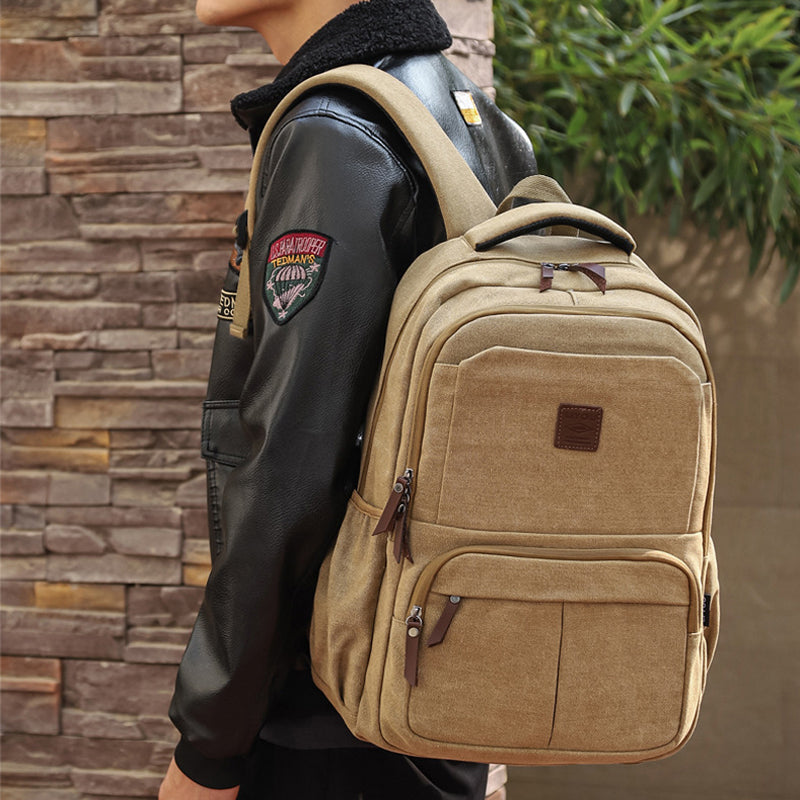 Men Laptop Backpack Durable Canvas School Bag
