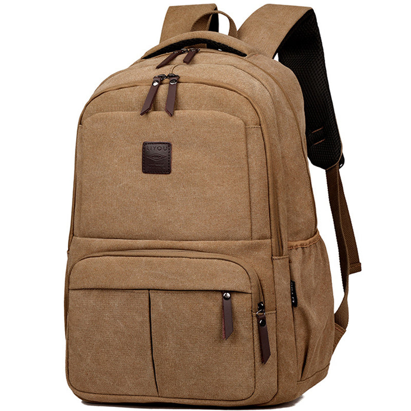 Men Laptop Backpack Durable Canvas School Bag