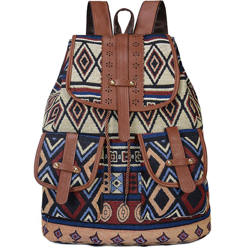 Women Geometric Pattern Flap Backpack