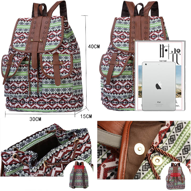 Women Geometric Pattern Flap Backpack