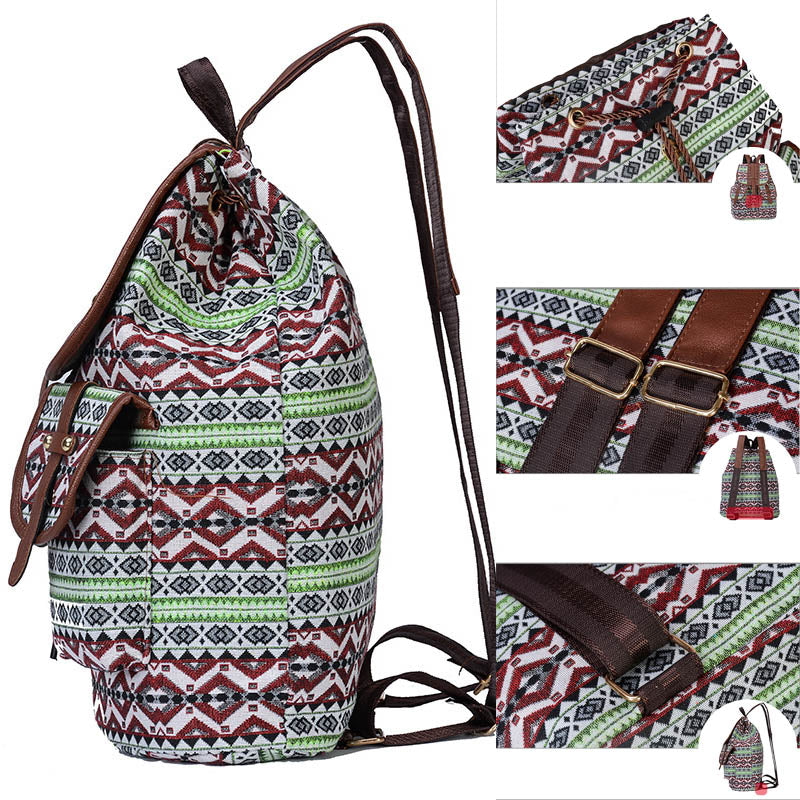 Women Geometric Pattern Flap Backpack