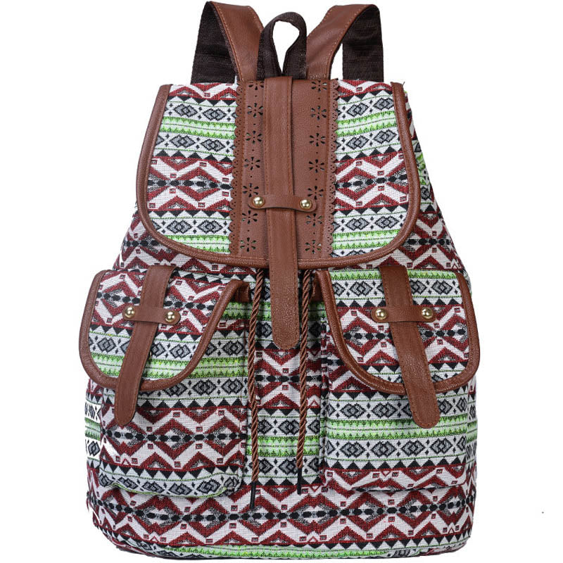 Women Geometric Pattern Flap Backpack