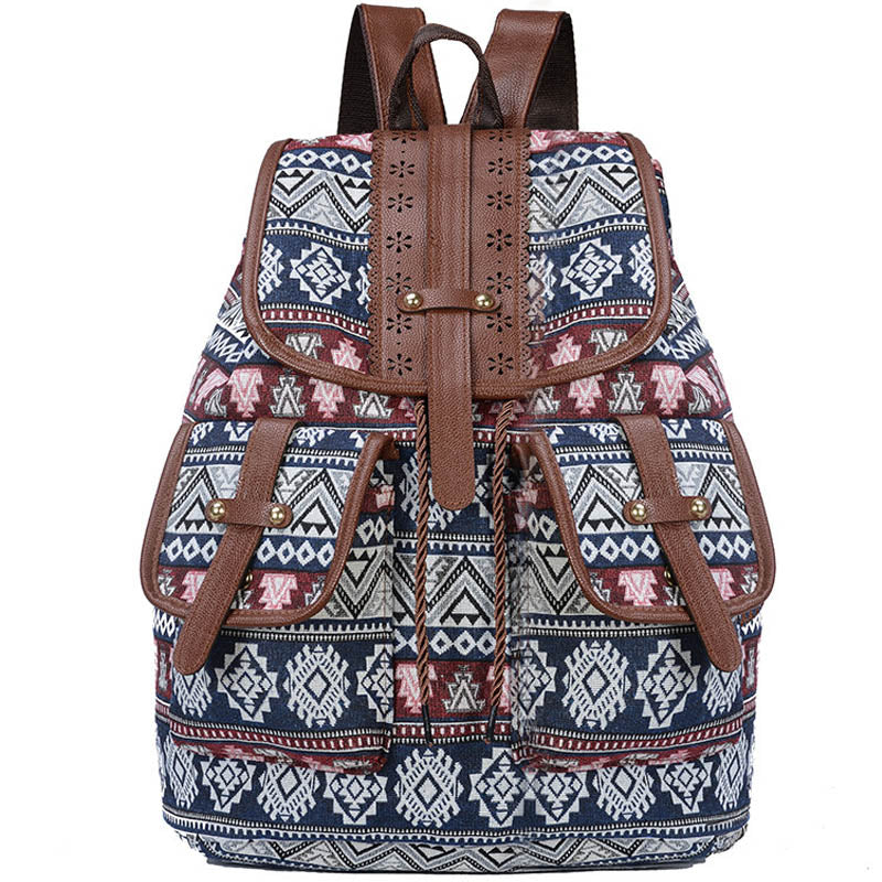 Women Geometric Pattern Flap Backpack