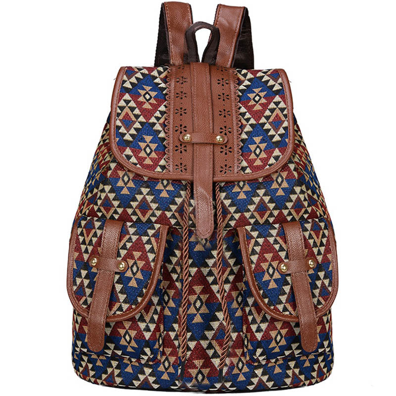 Women Geometric Pattern Flap Backpack