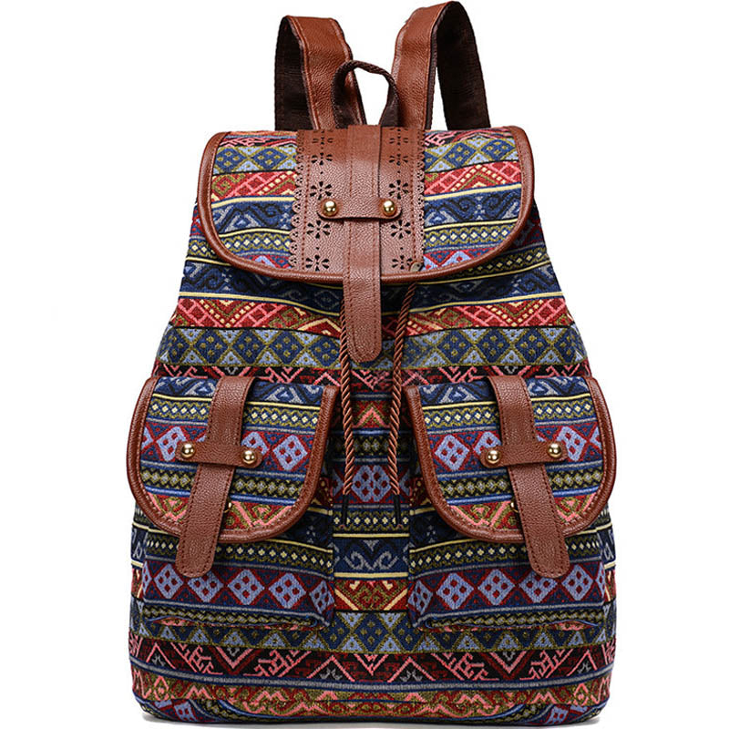 Women Geometric Pattern Flap Backpack
