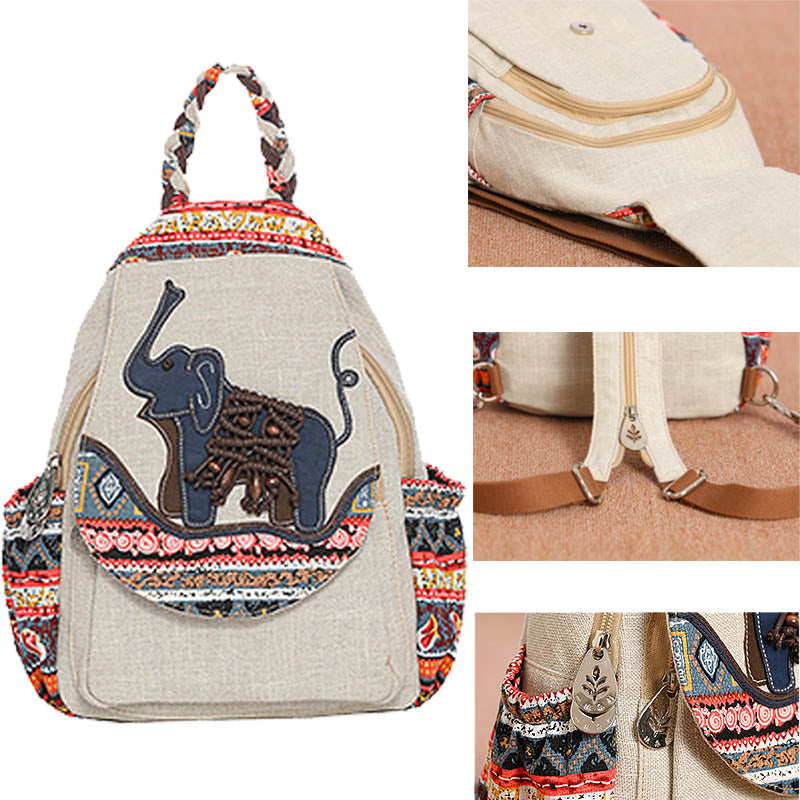 Ethnic Style Canvas Backpack For Women