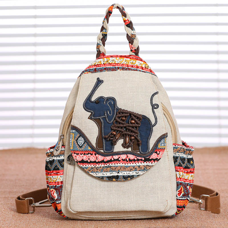 Ethnic Style Canvas Backpack For Women