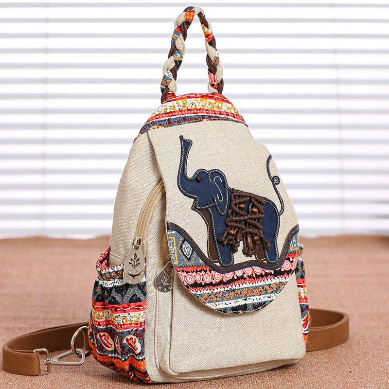 Ethnic Style Canvas Backpack For Women