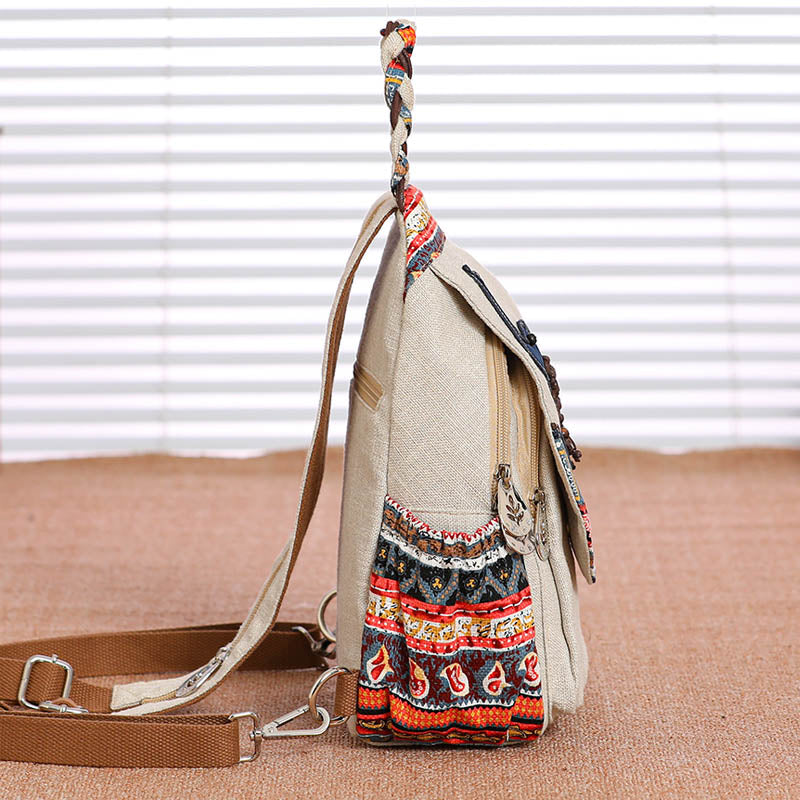 Ethnic Style Canvas Backpack For Women