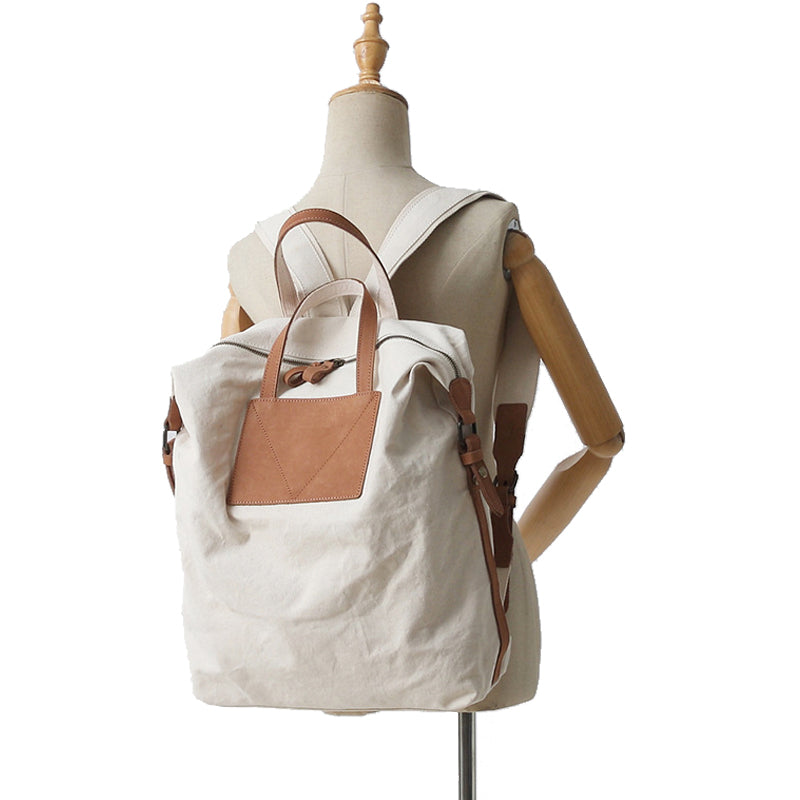 Casual Canvas Leather Backpack School Bag