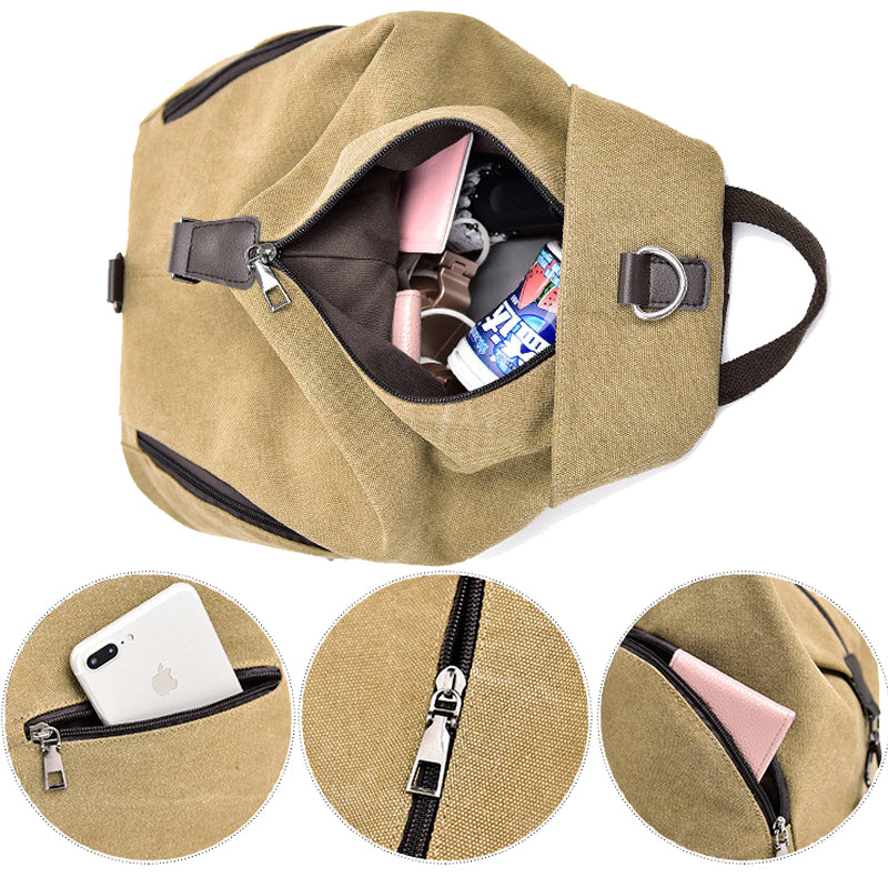 Travel Zipper Backpack Laptop Canvas Bag