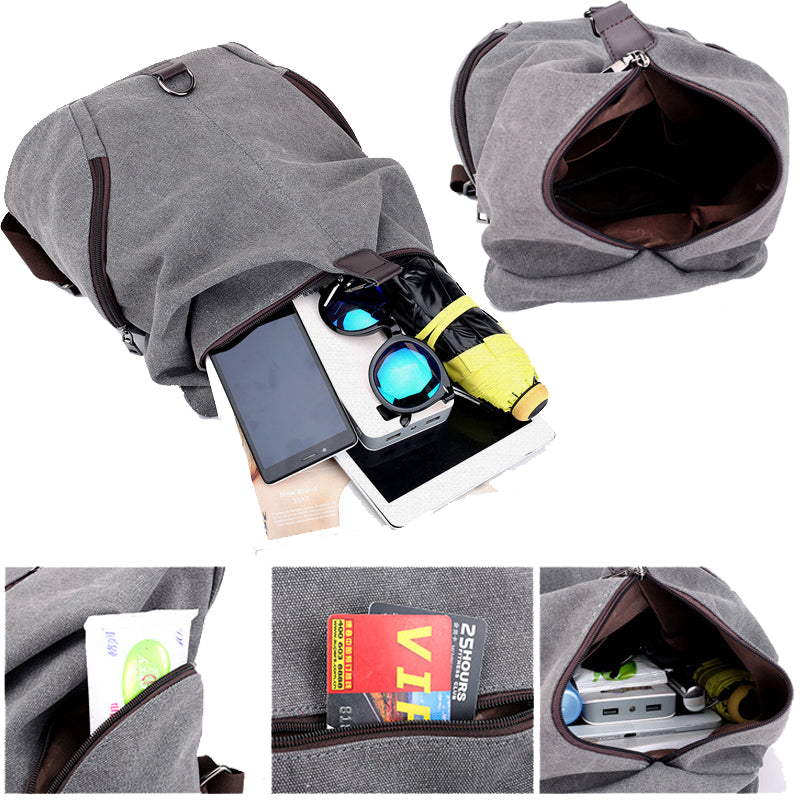 Travel Zipper Backpack Laptop Canvas Bag