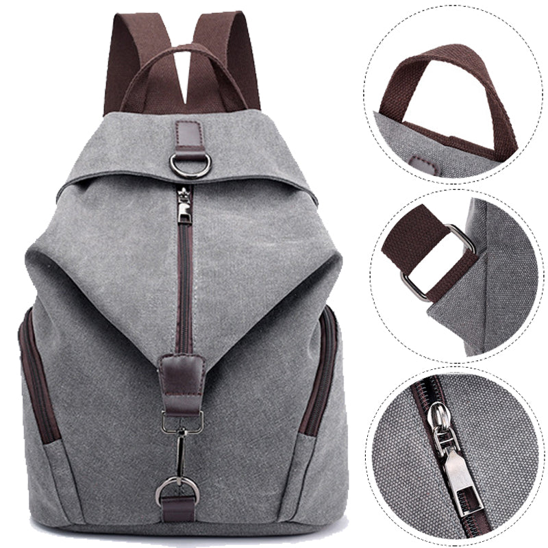 Travel Zipper Backpack Laptop Canvas Bag