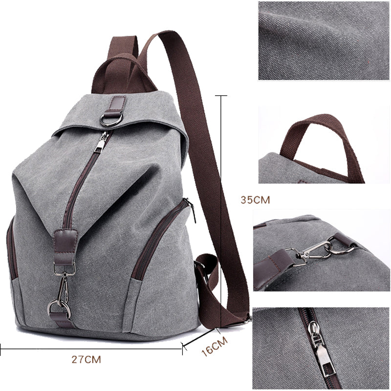 Travel Zipper Backpack Laptop Canvas Bag