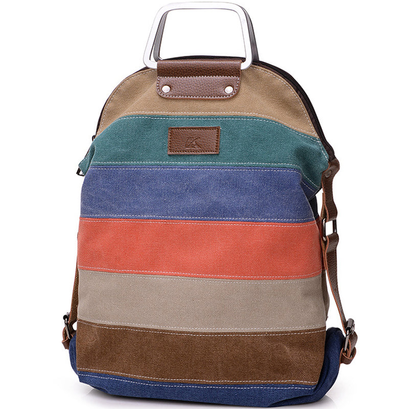 Canvas Multi-Color Tote Students Backpack