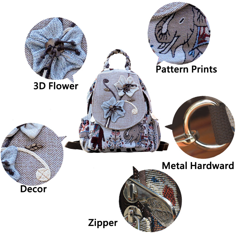Casual Canvas Backpack Female Travel Bags Retro Bag