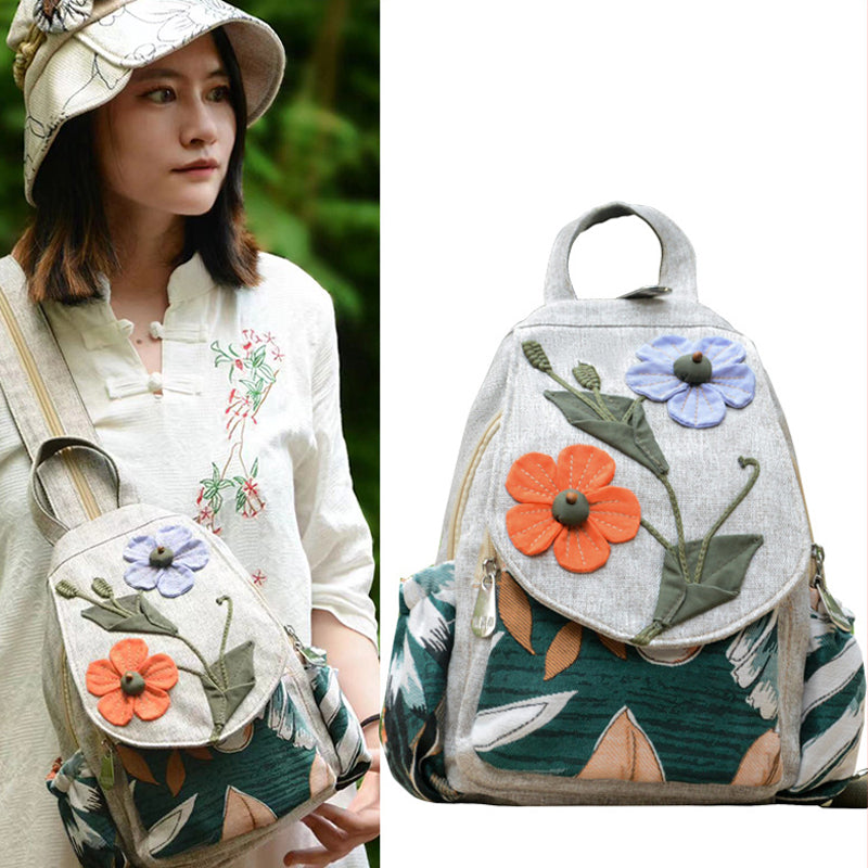 Casual Canvas Backpack Female Travel Bags Retro Bag