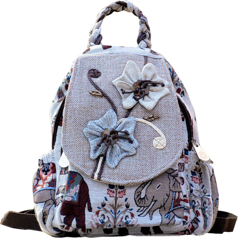 Casual Canvas Backpack Female Travel Bags Retro Bag