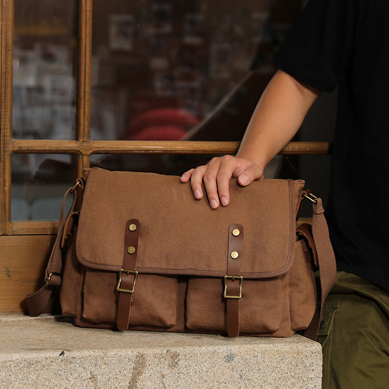 Canvas Messenger Bag Retro Students Book Bag