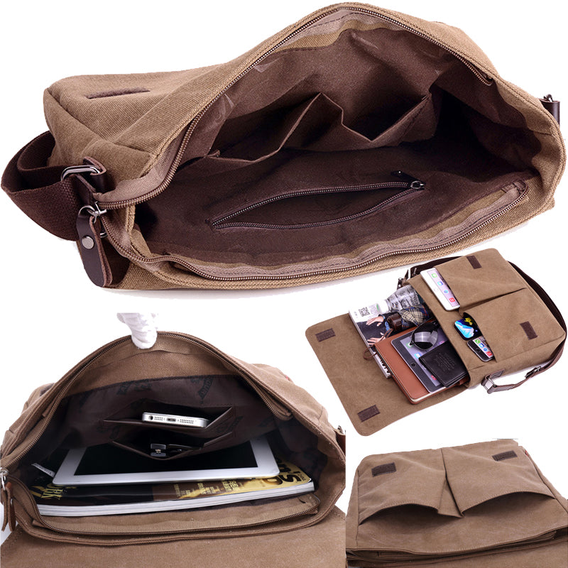 14in Men Canvas Bags Casual Student Satchel